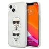 Karl Lagerfeld Glitter Karl&amp;#39;s &amp;amp; Choupette Head case for iPhone 13 mini - silver