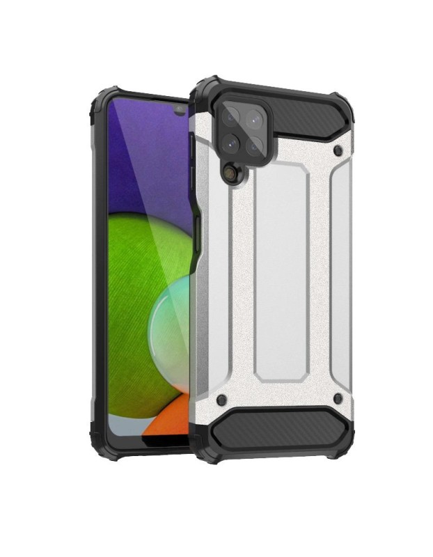 Hybrid Armor Case Tough Rugged Cover for Samsung Galaxy A22 4G silver