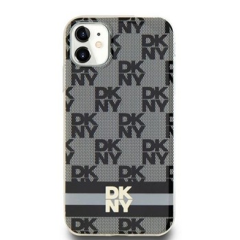 DKNY IML Checkered Mono Pattern &amp;amp; Printed Stripes MagSafe Case for iPhone 11 / Xr - Black