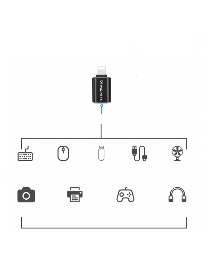 Wozinsky WALA-01 Lightning to USB-A OTG Adapter - Black