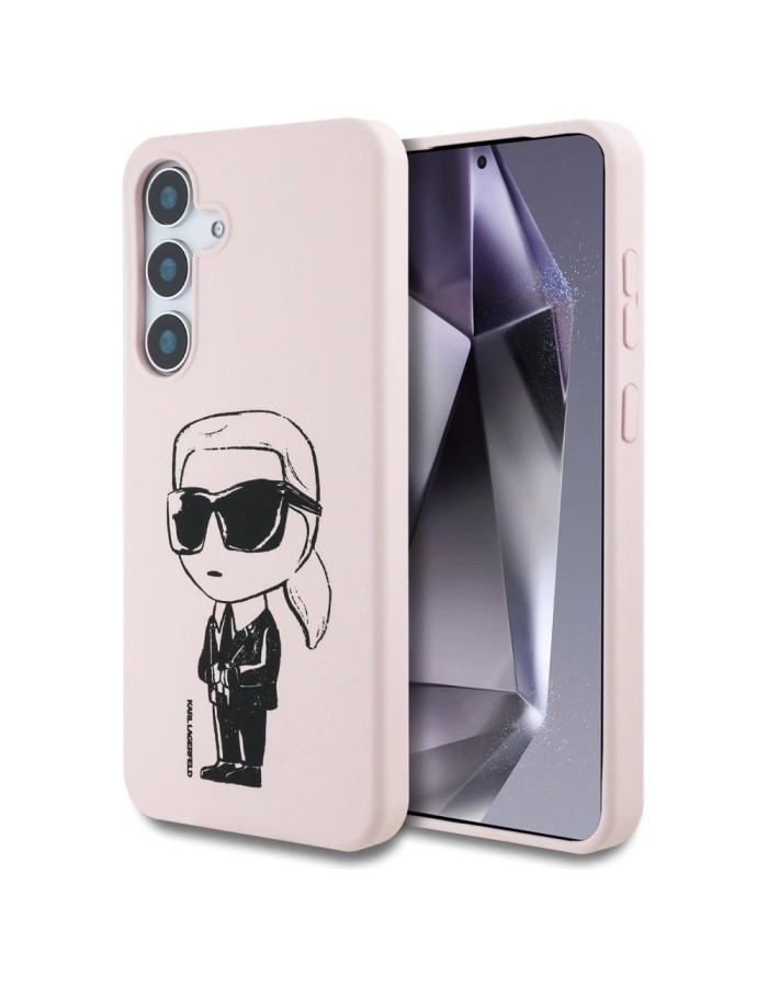 Case Karl Lagerfeld Silicone Graffiti Ikonik Printed Logo MagSafe Samsung Galaxy S25 pink