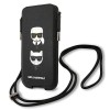 Karl Lagerfeld Saffiano Ikonik Karl&amp;amp;Choupette Head 6.1&amp;#39;&amp;#39; Handbag - Black