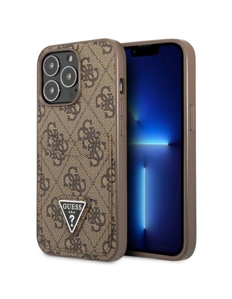 Guess 4G Triangle Logo Cardslot Case for iPhone 13 Pro / 13 - Brown