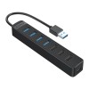 Orico TWU32-4A USB-A 3.1 hub / 1x USB-A 3.1 + 3x USB-A 2.0 + USB-C 5V/3A - black Orico TWU32-4A USB-A 3.1 hub / 1x USB-A 3.1 + 3x USB-A 2.0 + USB-C 5V/3A - black