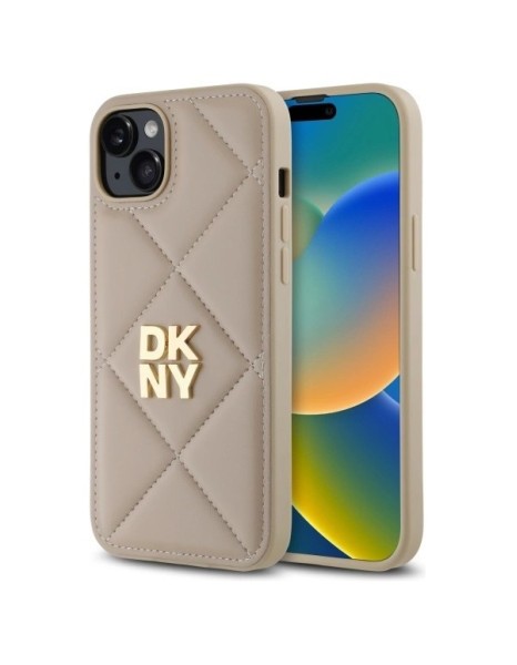 DKNY Quilted Stack Logo iPhone 15 Plus Case - Beige DKNY Quilted Stack Logo iPhone 15 Plus Case - Beige