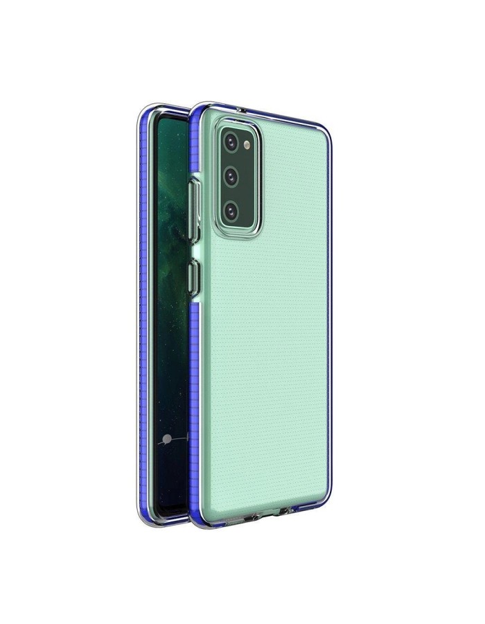 Spring Case clear TPU gel protective cover with colorful frame for Samsung Galaxy A72 4G dark blue