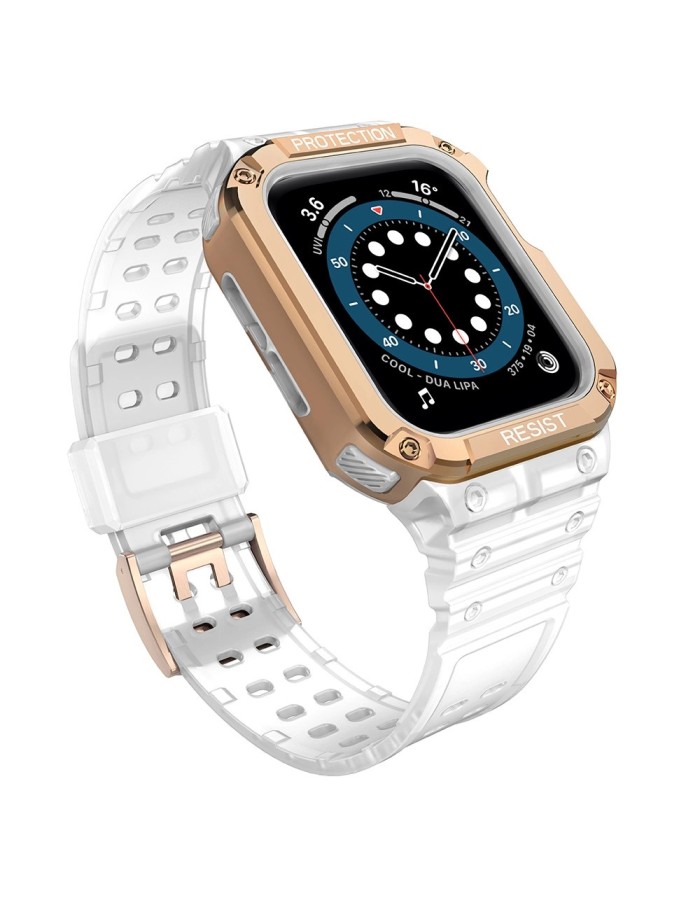 Protect Strap Band for Apple Watch 42/44/45mm Armored Case Strap - White, Rose Gold Protect Strap Band for Apple Watch 42/44/45mm Armored Case Strap - White, Rose Gold