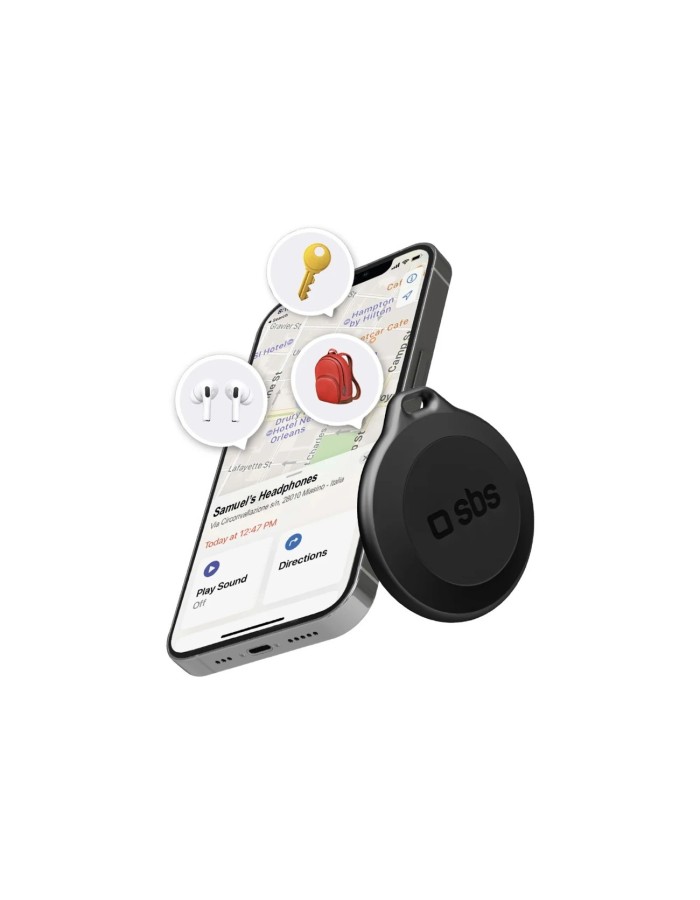 SBS Track My Circle Waterproof IP65 Locator Compatible with Apple Find My - Black