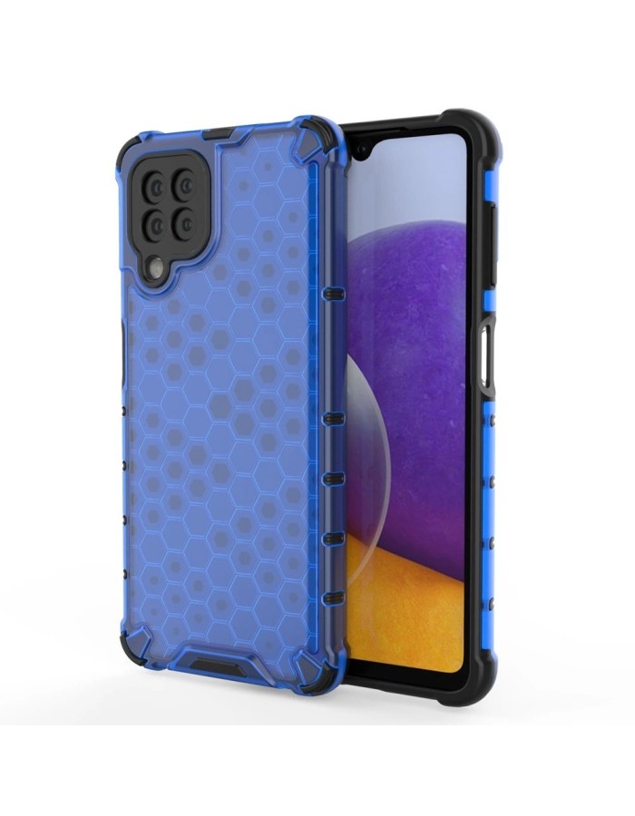 Honeycomb Case armor cover with TPU Bumper for Samsung Galaxy A22 4G blue