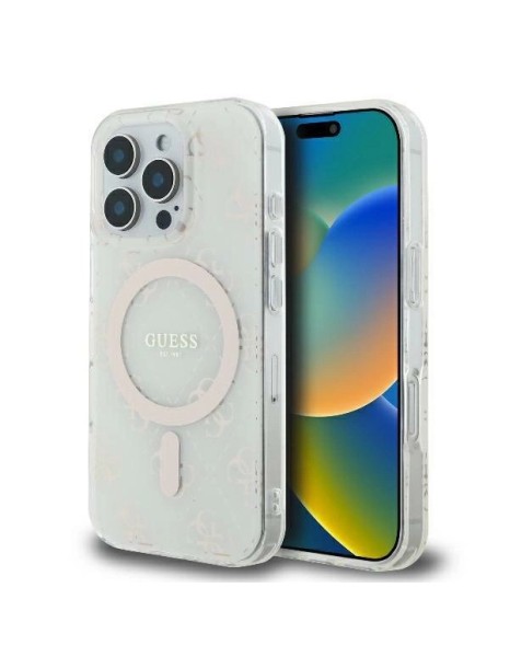 Guess IML 4G Background MagSafe iPhone 16 Pro Case - White Guess IML 4G Background MagSafe iPhone 16 Pro Case - White