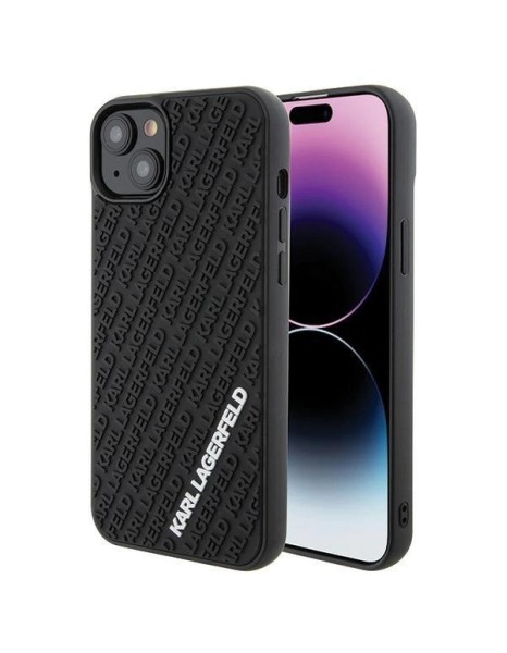 Karl Lagerfeld 3D Rubber Multi Logo case for iPhone 15 Plus - black