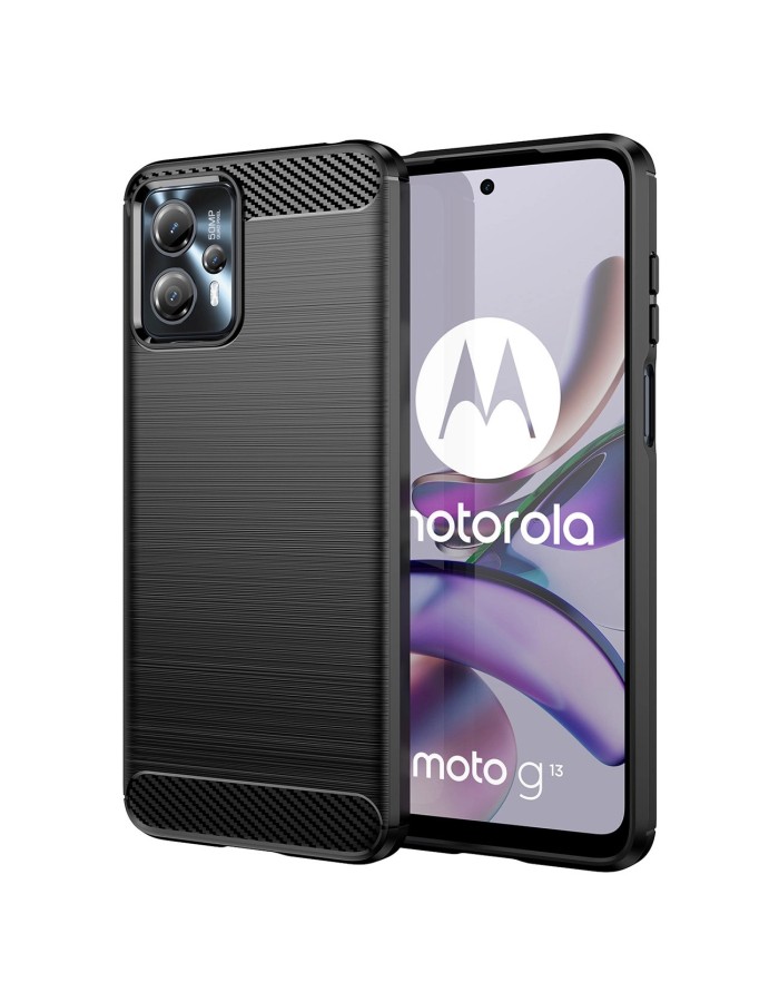 Carbon Case for Motorola Moto G13 flexible silicone carbon cover black