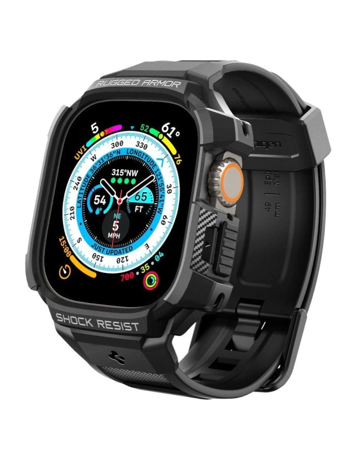 Spigen Rugged Armor Pro Apple Watch Ultra (49mm) Strap Case - Black