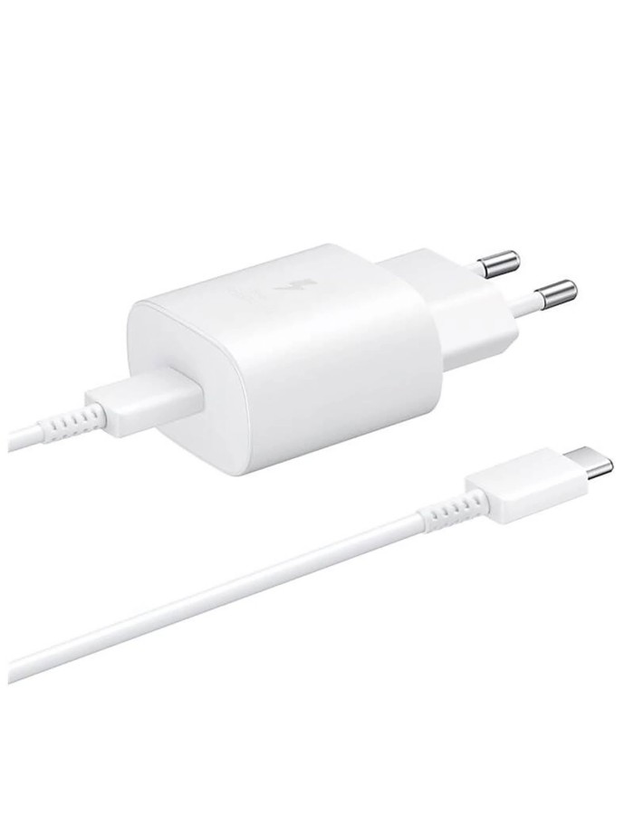 Samsung 25W EP-TA800EWE USB-C wall charger with Samsung EP-DA705BWE USB-C / USB-C cable replacement packaging - white Samsung 25W EP-TA800EWE USB-C wall charger with Samsung EP-DA705BWE USB-C / USB-C cable replacement packaging - white