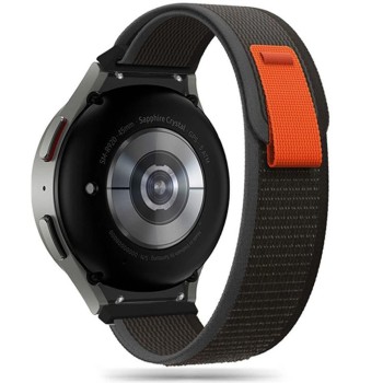 Tech-Protect Nylon Strap for Samsung Galaxy Watch 4/5/5 Pro/6/7/FE - Black &amp;amp; Orange