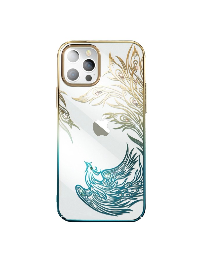 Luxury iPhone 14 Plus Case with Kingxbar Phoenix Crystals - Gold and Blue Luxury iPhone 14 Plus Case with Kingxbar Phoenix Crystals - Gold and Blue