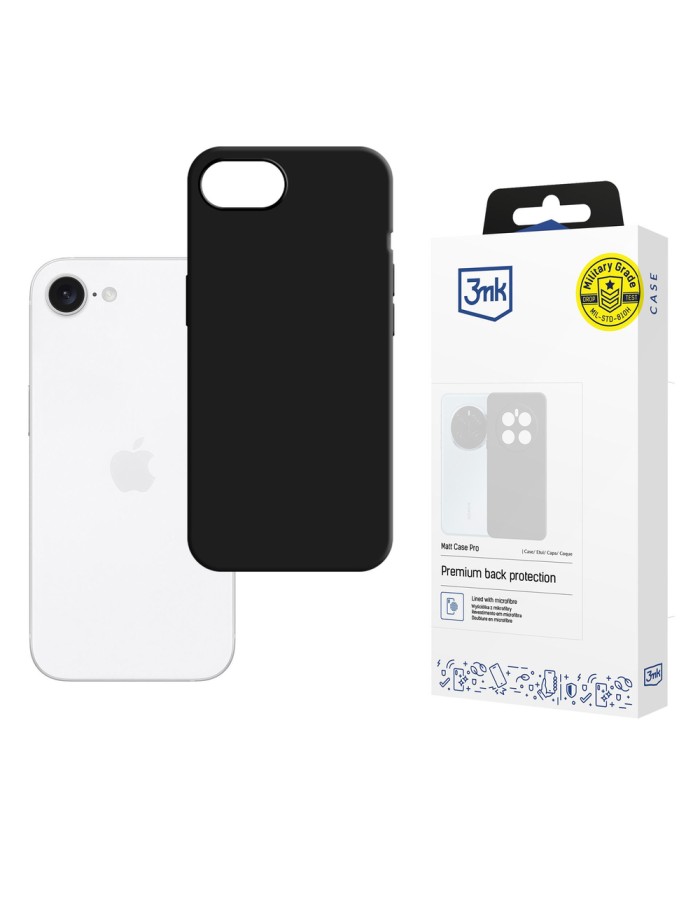 3mk Matt Case Pro for Apple iPhone 16E - Matte Black