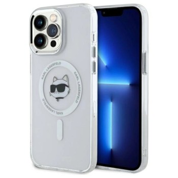 Karl Lagerfeld IML Metal Choupette Head MagSafe iPhone 13 Pro Case - White