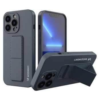 Wozinsky Kickstand Case silicone case with stand iPhone 13 mini navy blue