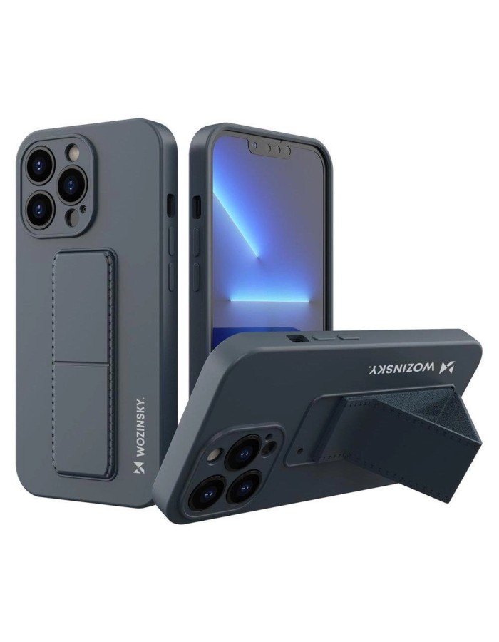 Wozinsky Kickstand Case silicone case with stand iPhone 13 mini navy blue