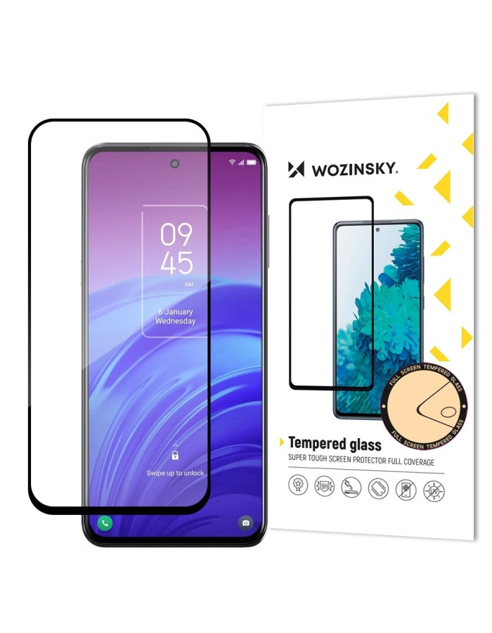 Wozinsky super tough Full Glue Full Glue Full Screen Tempered Glass with Case Friendly TCL 20L Black Frame Wozinsky super tough Full Glue Full Glue Full Screen Tempered Glass with Case Friendly TCL 20L Black Frame