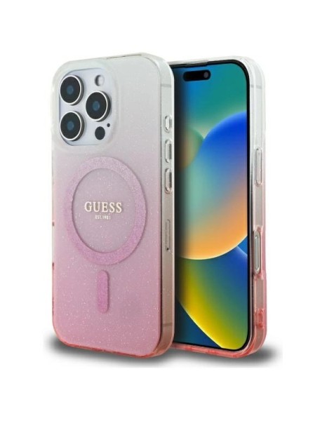 Guess IML Glitter Gradient MagSafe Case for iPhone 16 Pro Max - Pink