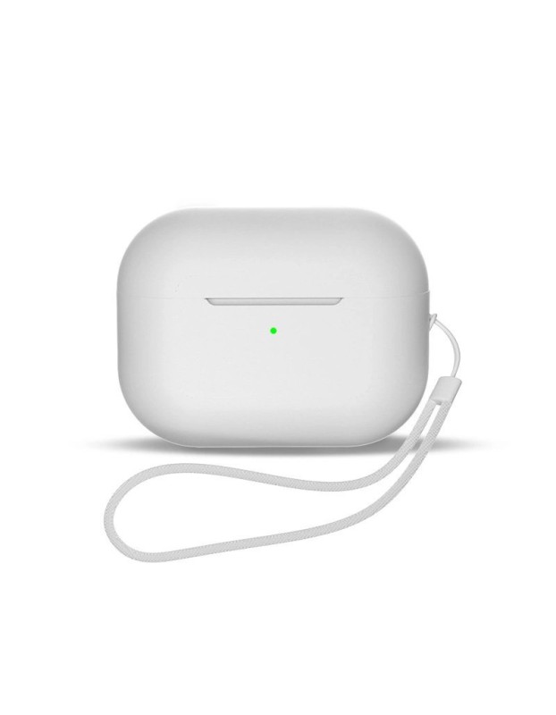 Silicone case for AirPods 1 / AirPods 2 + wrist strap lanyard - white