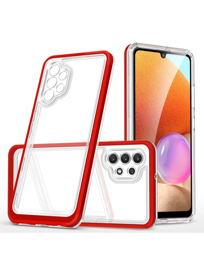 Clear 3in1 Case for Samsung Galaxy A32 5G Frame Gel Cover Red