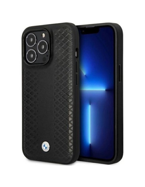Case BMW BMHMP14X22RFGK iPhone 14 Pro Max 6.7" black/black Leather Diamond Pattern MagSafe