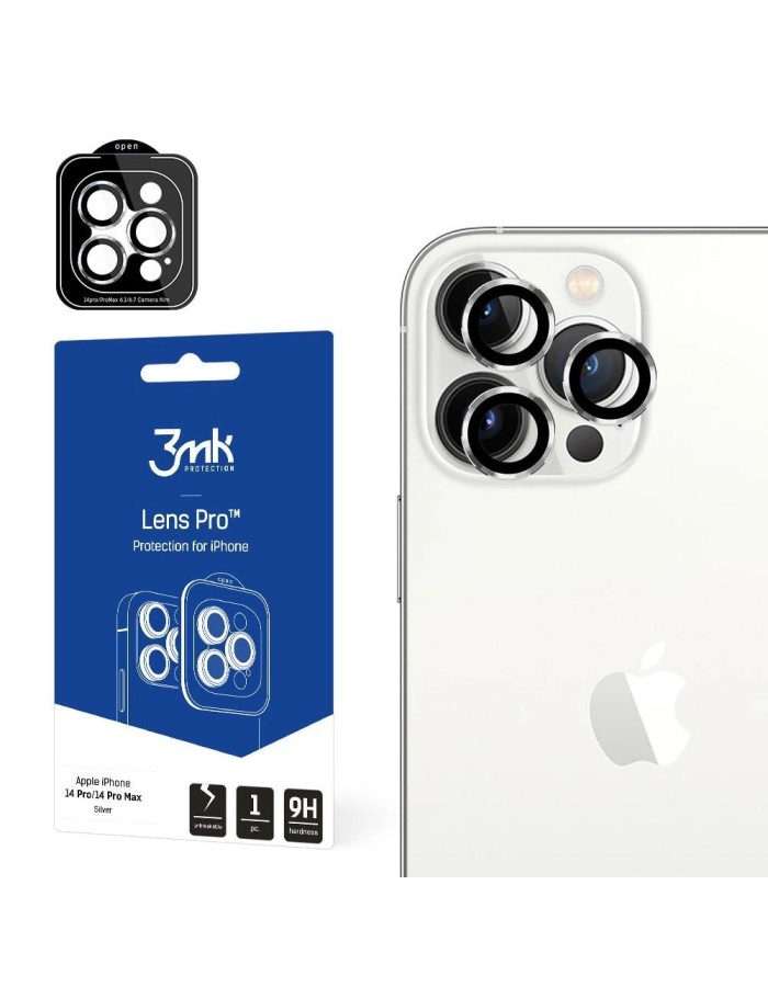 Camera Glass for iPhone 14 Pro Max / 14 Pro 9H for 3mk Lens Protection Pro Series Lens - Silver Camera Glass for iPhone 14 Pro Max / 14 Pro 9H for 3mk Lens Protection Pro Series Lens - Silver