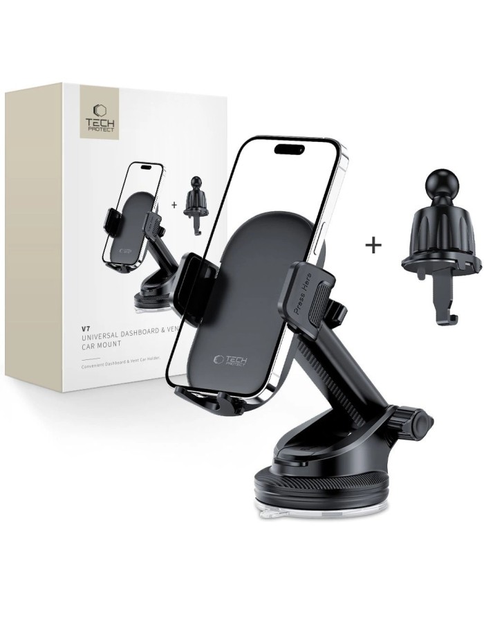 Tech-Protect V7 Car Phone Holder for Cockpit/Air Vent - Black Tech-Protect V7 Car Phone Holder for Cockpit/Air Vent - Black
