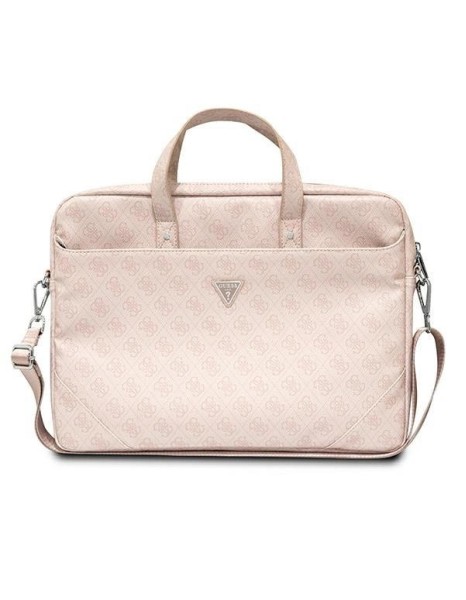 Guess Saffiano 4G Triangle Logo bag for a 16&amp;#39;&amp;#39; laptop - pink