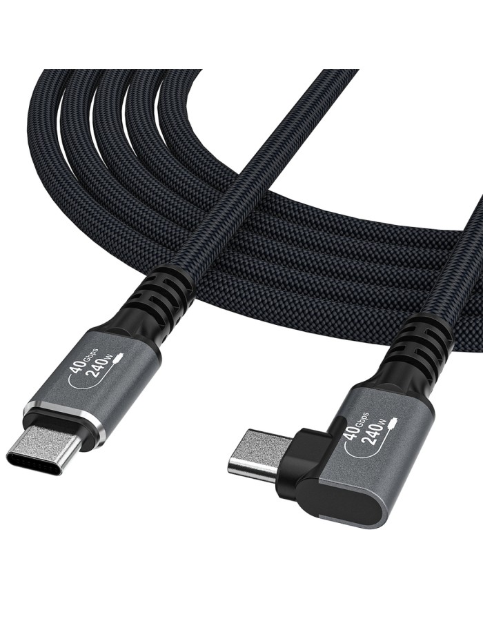 Wozinsky WPS2-UY41S USB-C USB4 40Gb/s 240W 2m Angled Cable - Black