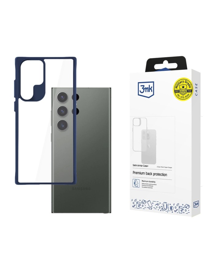 3mk Satin Armor Case+ Blue for Samsung Galaxy S24 Ultra - transparent