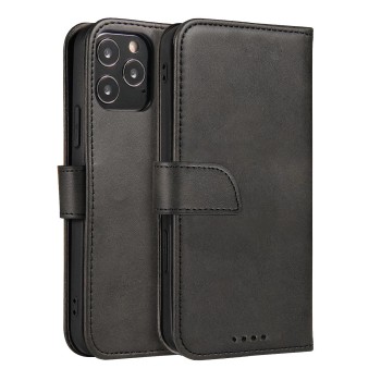 Magnet Case elegant case case cover with a flap and stand function for Motorola Moto E32 black
