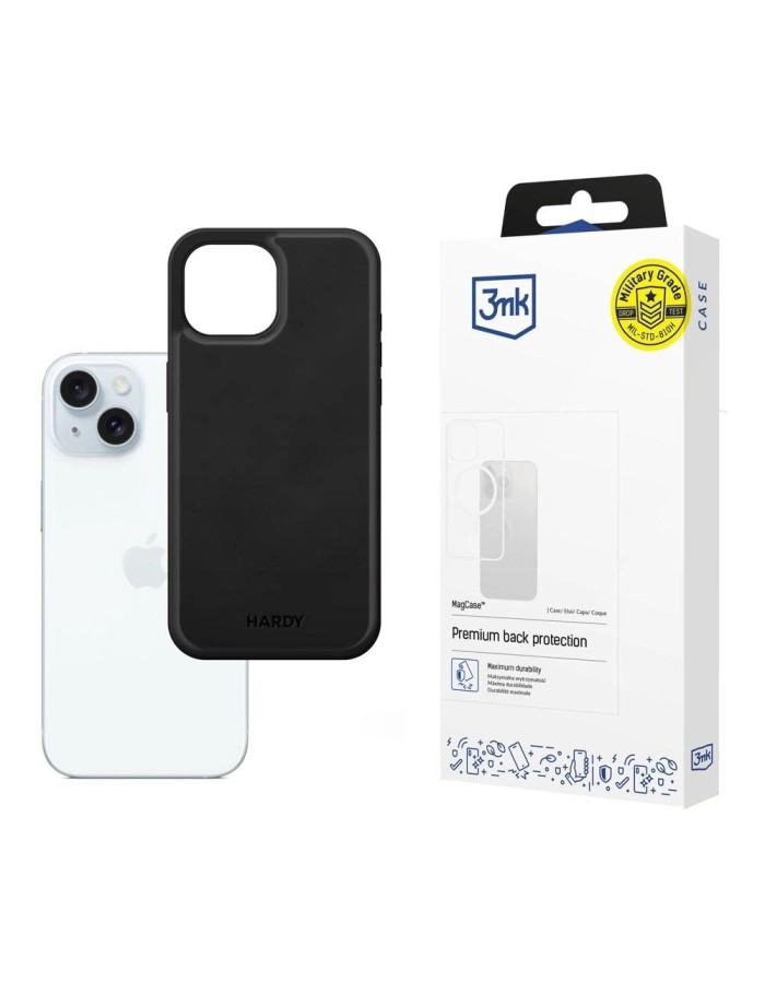 3mk Hardy Apple Silky Leather MagCase for Apple iPhone 15 - Black