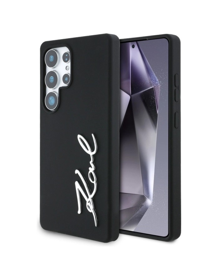 Case Karl Lagerfeld Silicone Metal Signature Logo Samsung Galaxy S25 Ultra black