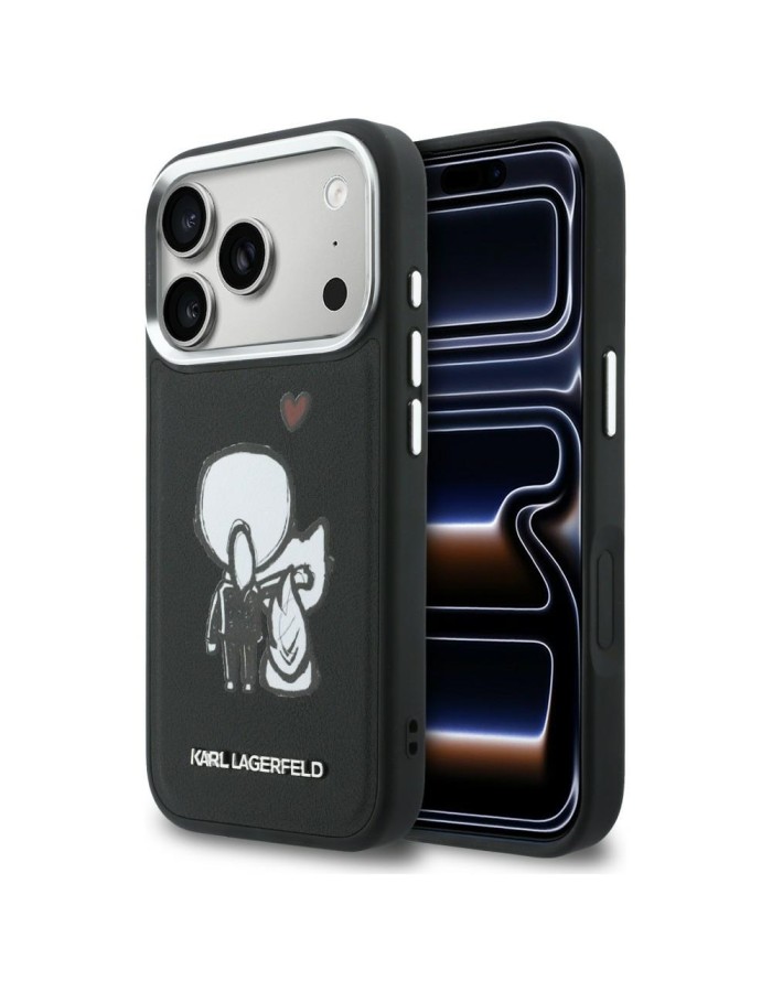 Karl Lagerfeld Karl &amp;amp; Choupette Back Logo MagSafe Case for iPhone 17 Pro Max - Black