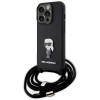Karl Lagerfeld Crossbody Saffiano Monogram Metal Pin Karl &amp;amp; Choupette Case for iPhone 15 Pro - Black