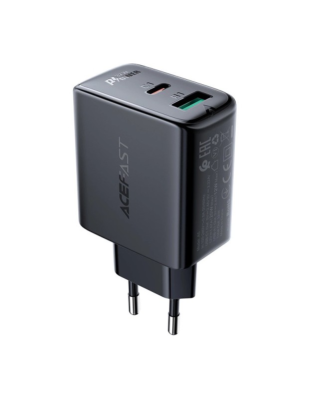 Acefast wall charger USB Type C / USB 32W, PPS, PD, QC 3.0, AFC, FCP black (A5 black) Acefast wall charger USB Type C / USB 32W, PPS, PD, QC 3.0, AFC, FCP black (A5 black)