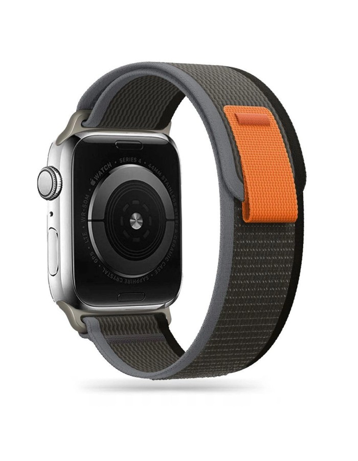 Tech-Protect Nylon Strap for Apple Watch 4/5/6/7/8/9/SE/Ultra 1/2 (42/44/45/49 mm) - Black &amp;amp; Orange