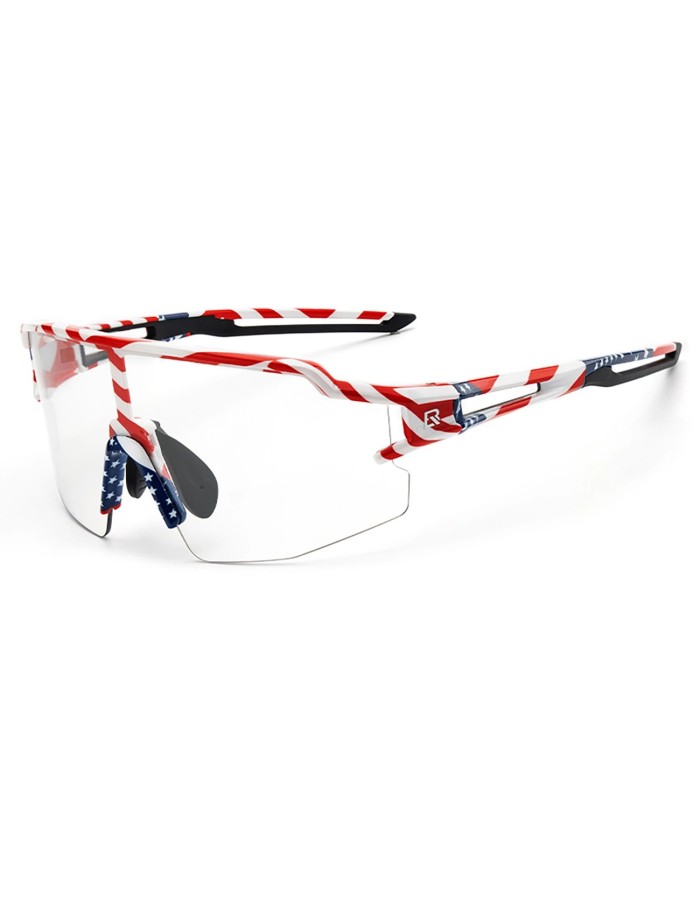 Rockbros Cycling Glasses Photochromic with UV Protection and Corrective Insert 14120008002 - USA Pattern - White