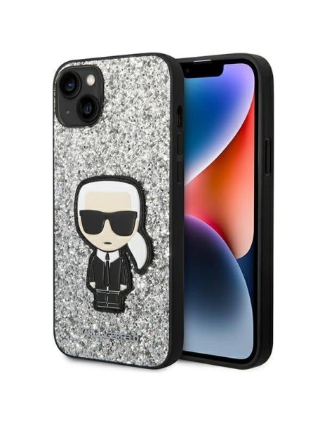 Karl Lagerfeld KLHCP14MGFKPG iPhone 14 Plus 6.7 "hardcase silver / silver Glitter Flakes Ikonik