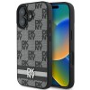 DKNY Checkered Pattern &amp;amp; Printed Stripes iPhone 16 Case - Black