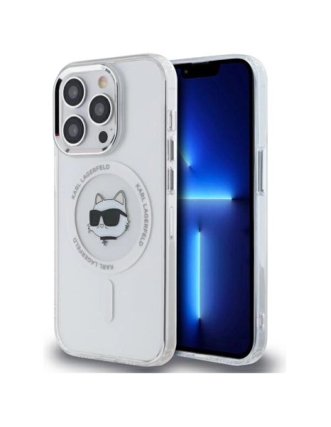 Karl Lagerfeld IML Metal Choupette Head MagSafe iPhone 14 Pro Case - White