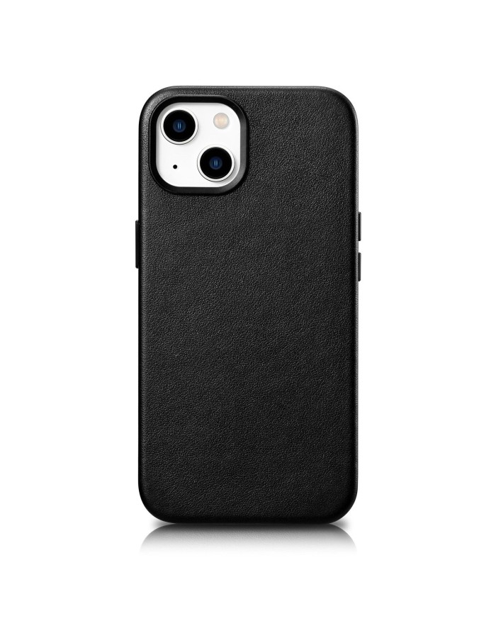 iCarer Case Leather cover for iPhone 14 Plus genuine leather case black (compatible with MagSafe)