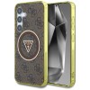 Guess 4G Glitter Triangle Buttons MagSafe Case for Samsung Galaxy S25 Brown
