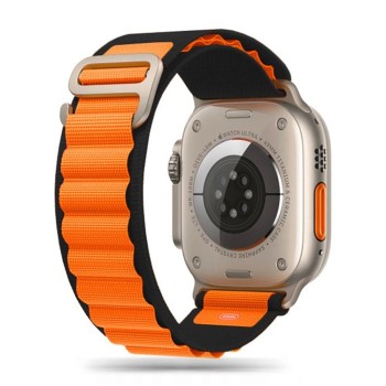 Tech-Protect Nylon Pro Strap for Apple Watch 4 / 5 / 6 / 7 / 8 / 9 / SE / Ultra 1 / 2 (42/44/45/49 mm) - Black &amp;amp; Orange
