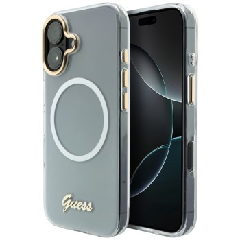Guess IML Gradient Script Metal MagSafe Case for iPhone 17 - White Guess IML Gradient Script Metal MagSafe Case for iPhone 17 - White