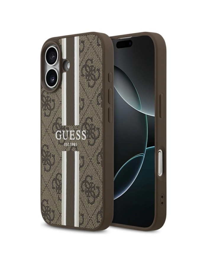 Guess 4G Printed Stripes MagSafe case for iPhone 17 - brown